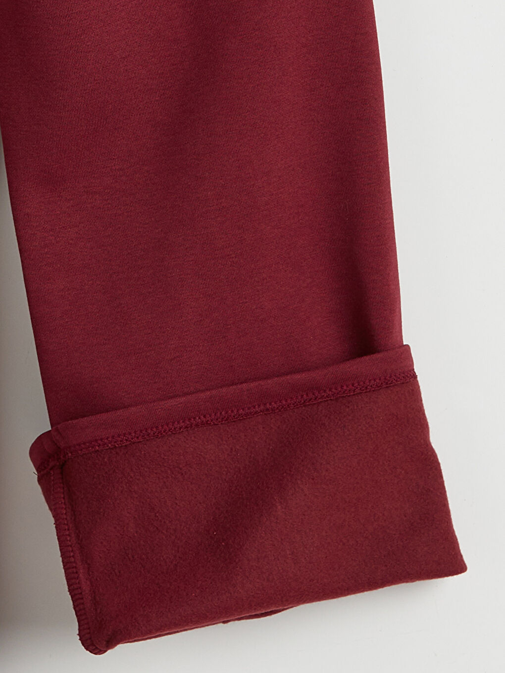 Bordo Kız Çocuk Nervür Dikişli Geniş Paça Eşofman Altı-2