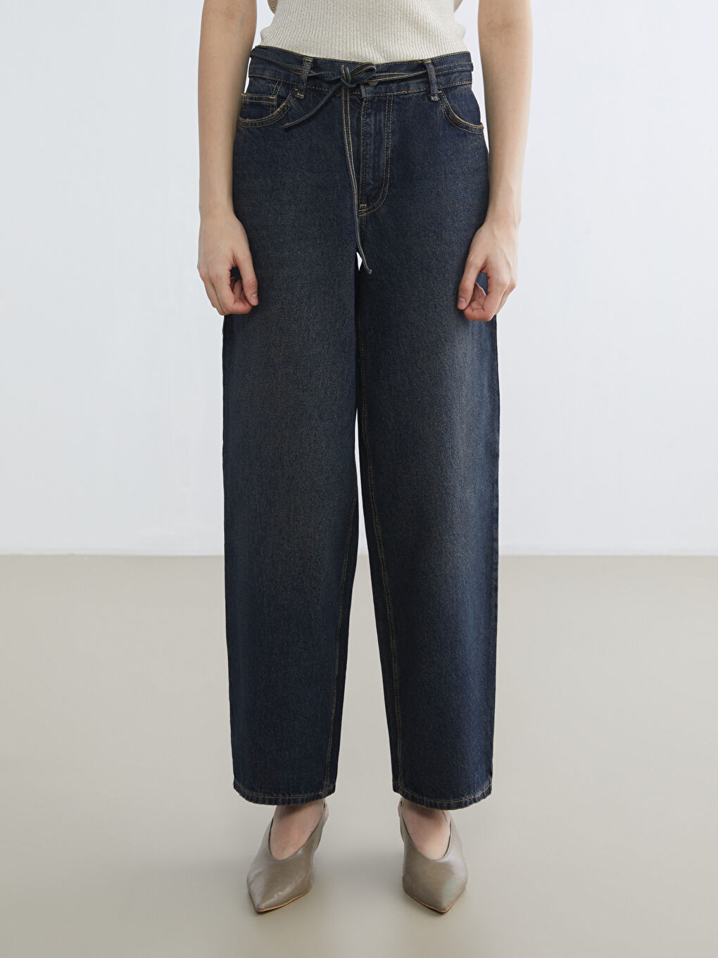 İndigo Baggy Fit Kadın Jean Pantolon-1