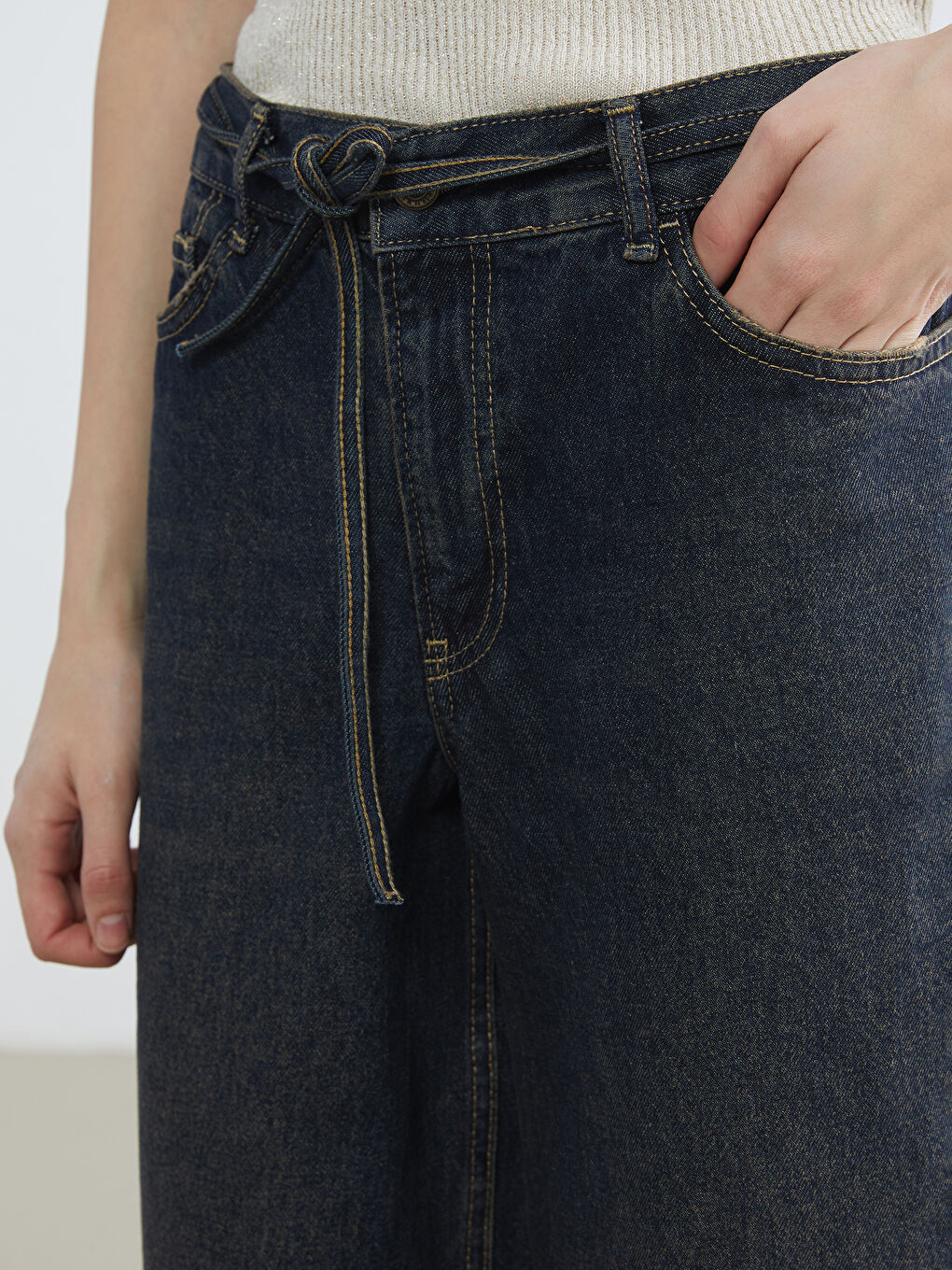 İndigo Baggy Fit Kadın Jean Pantolon-2