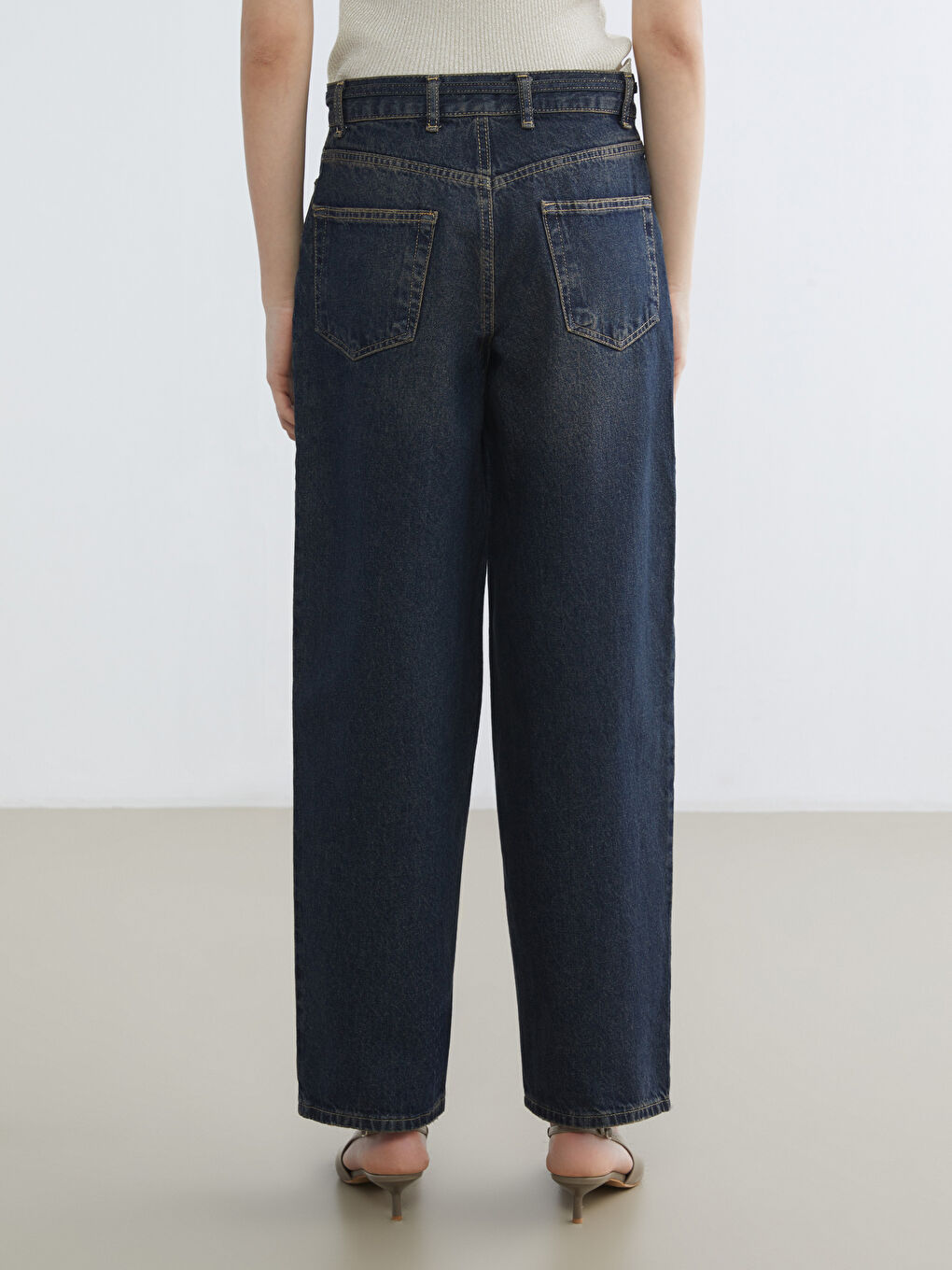 İndigo Baggy Fit Kadın Jean Pantolon-3