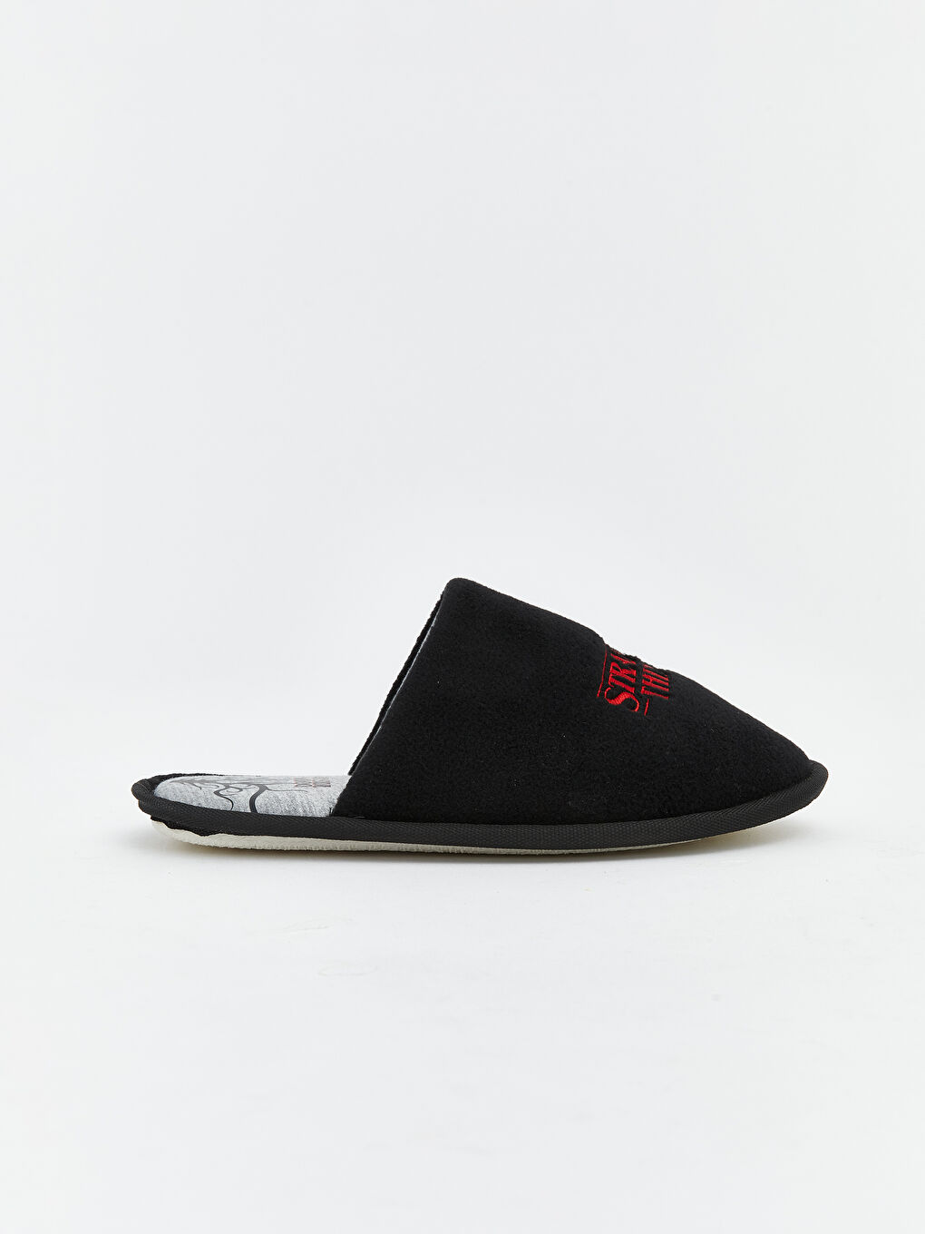 Siyah Stranger Things Nakışlı Erkek Çocuk Panduf-1