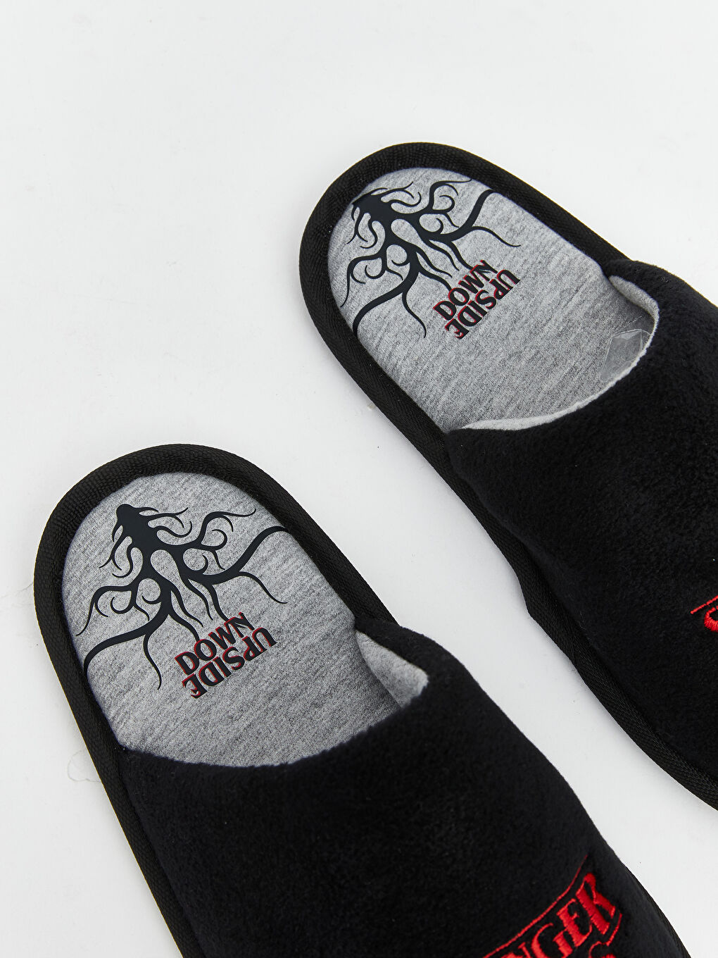 Siyah Stranger Things Nakışlı Erkek Çocuk Panduf-5