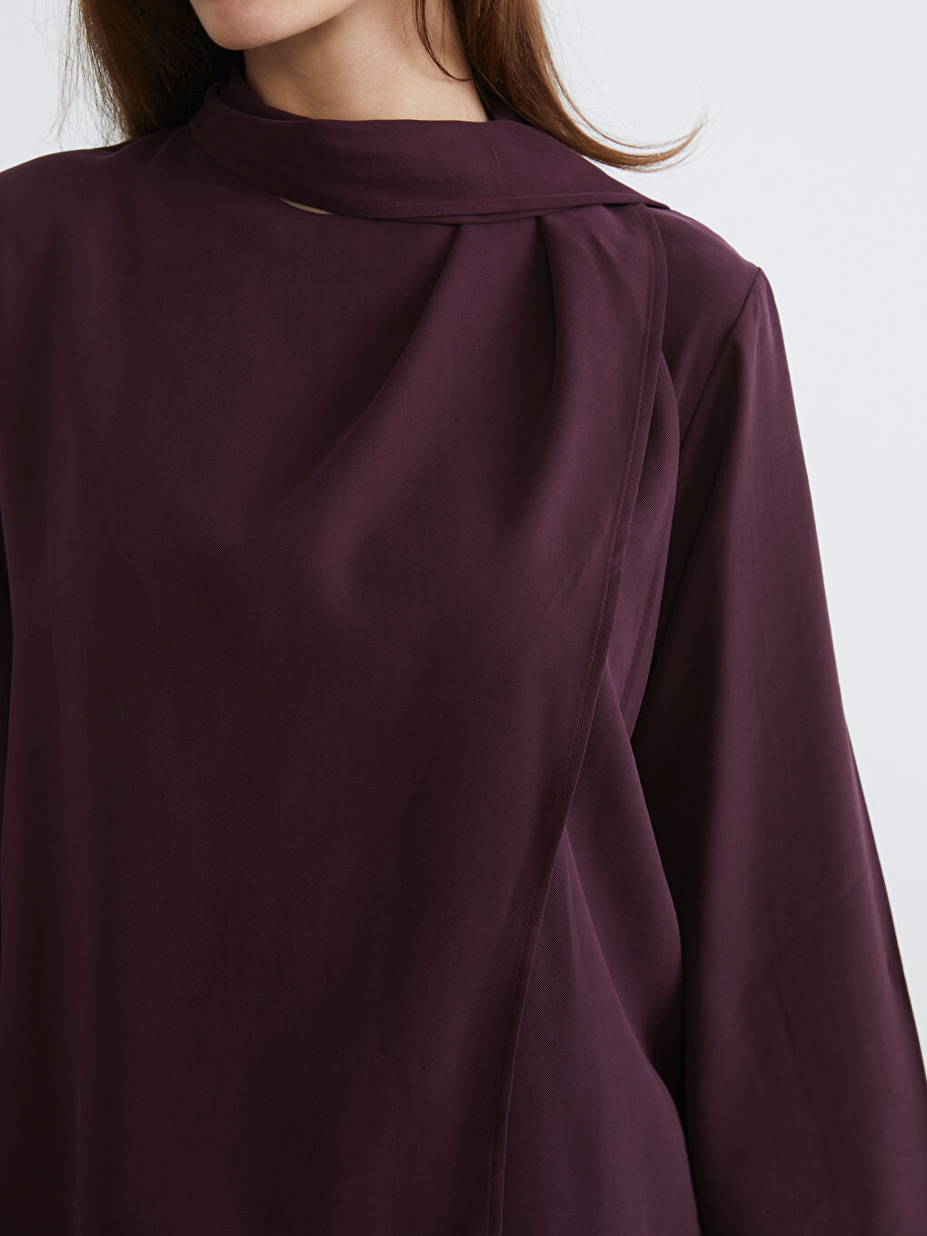 Bordo Şal Yaka Bluz-2