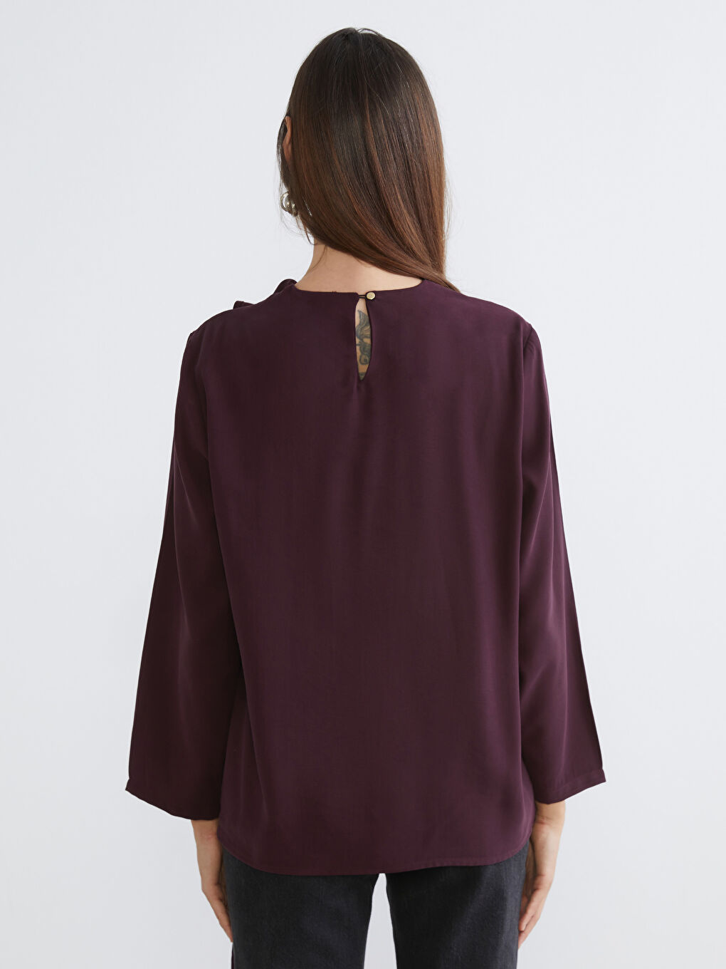 Bordo Şal Yaka Bluz-3