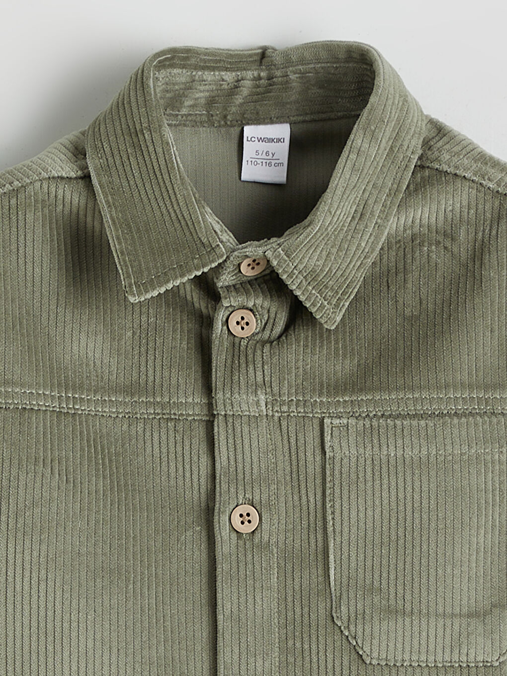 Yeşil Basic Uzun Kollu Erkek Çocuk Gömlek-2