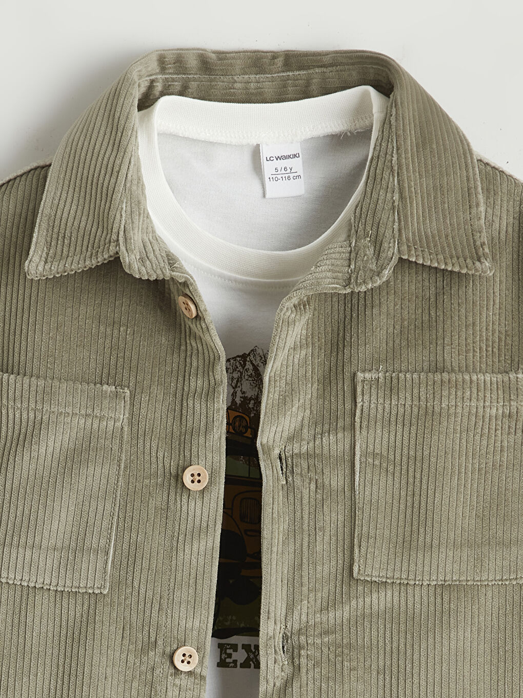 Yeşil Kadife Erkek Çocuk Gömlek-2