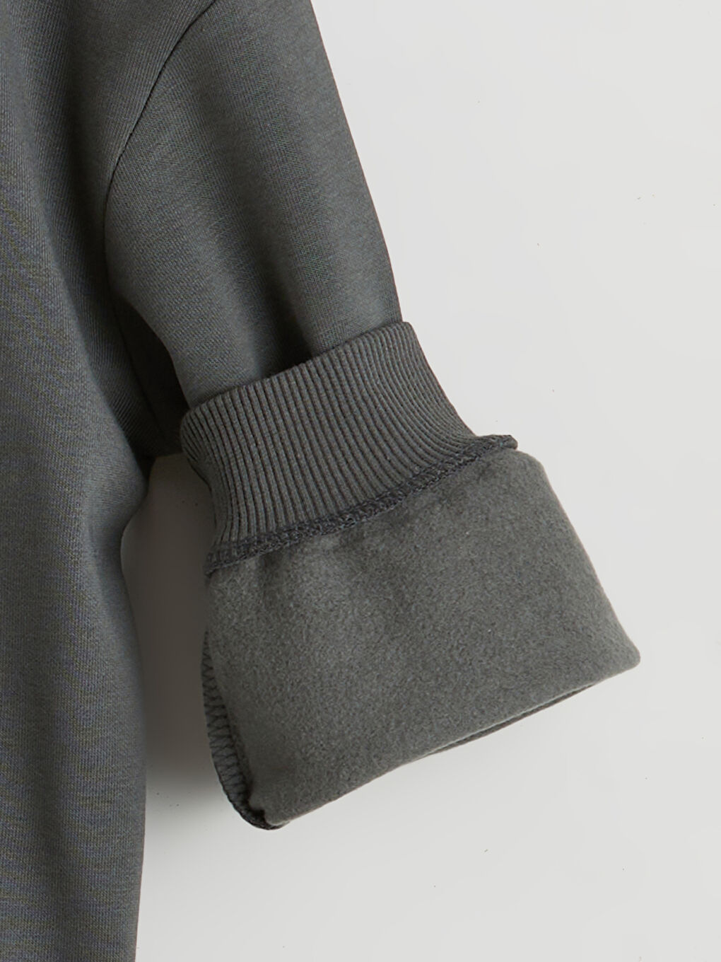 Antrasit Bisiklet Yaka Erkek Çocuk Kalın Sweatshirt-1