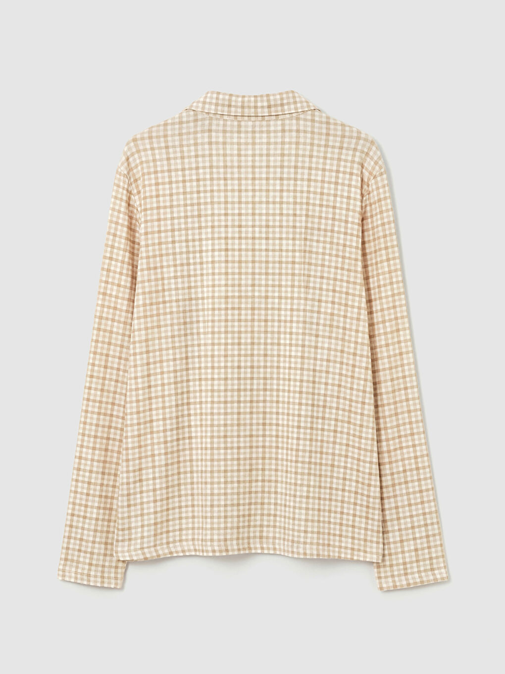 Kahverengi Gömlek Yaka Ekose Kadın Pijama Takımı-6