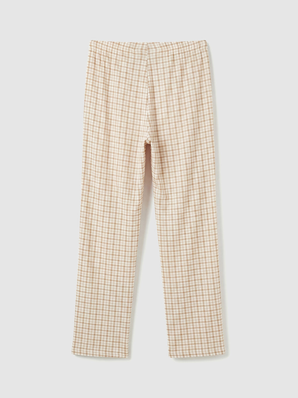 Kahverengi Gömlek Yaka Ekose Kadın Pijama Takımı-8