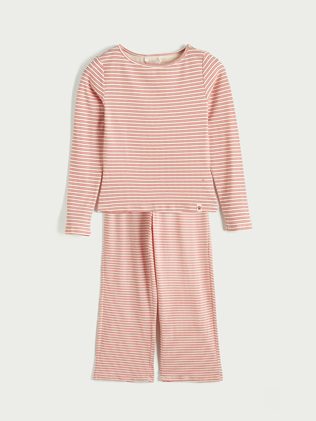 Kırmızı Bisiklet Yaka Çizgili Kadın Pijama Takımı