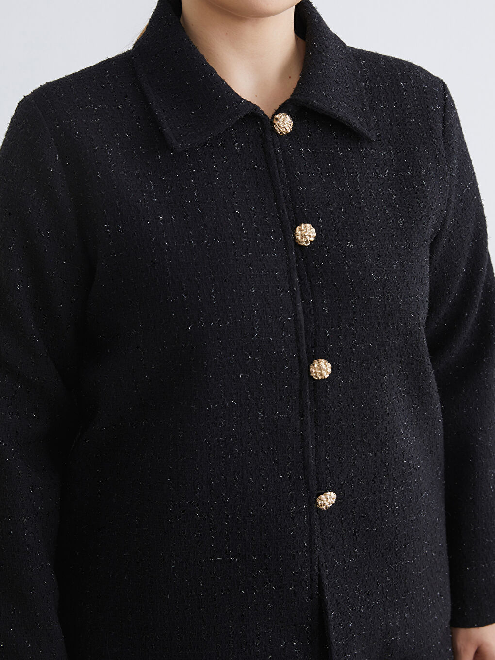 Siyah Gömlek Yaka Kadın Ceket-2