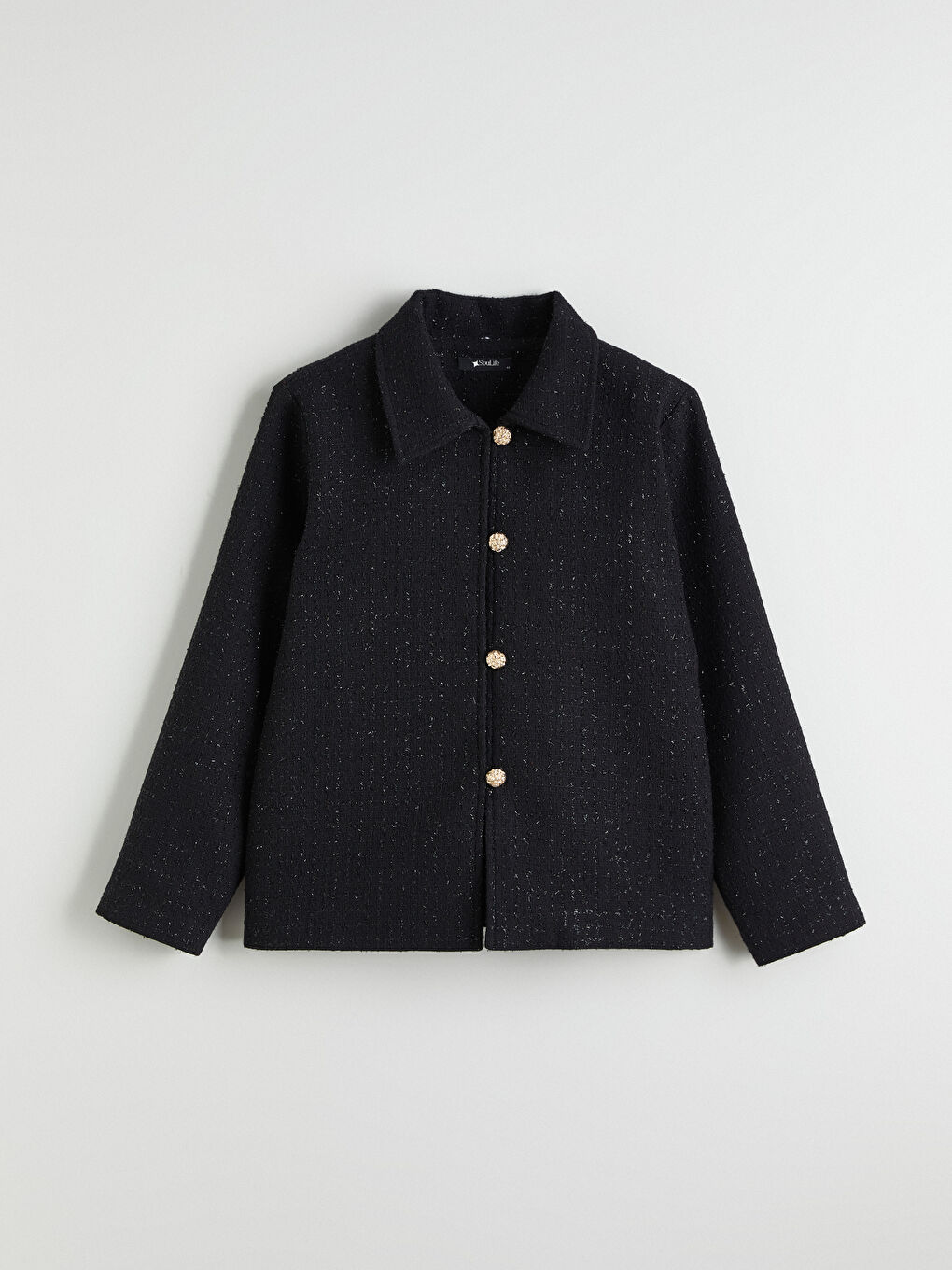 Siyah Gömlek Yaka Kadın Ceket-4