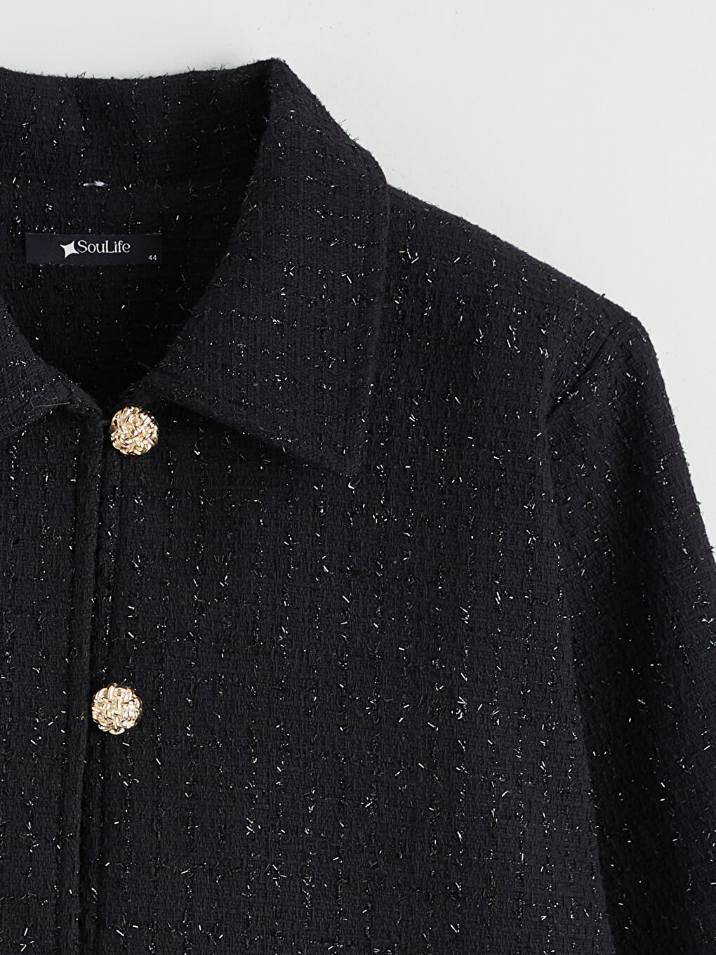 Siyah Gömlek Yaka Kadın Ceket-6