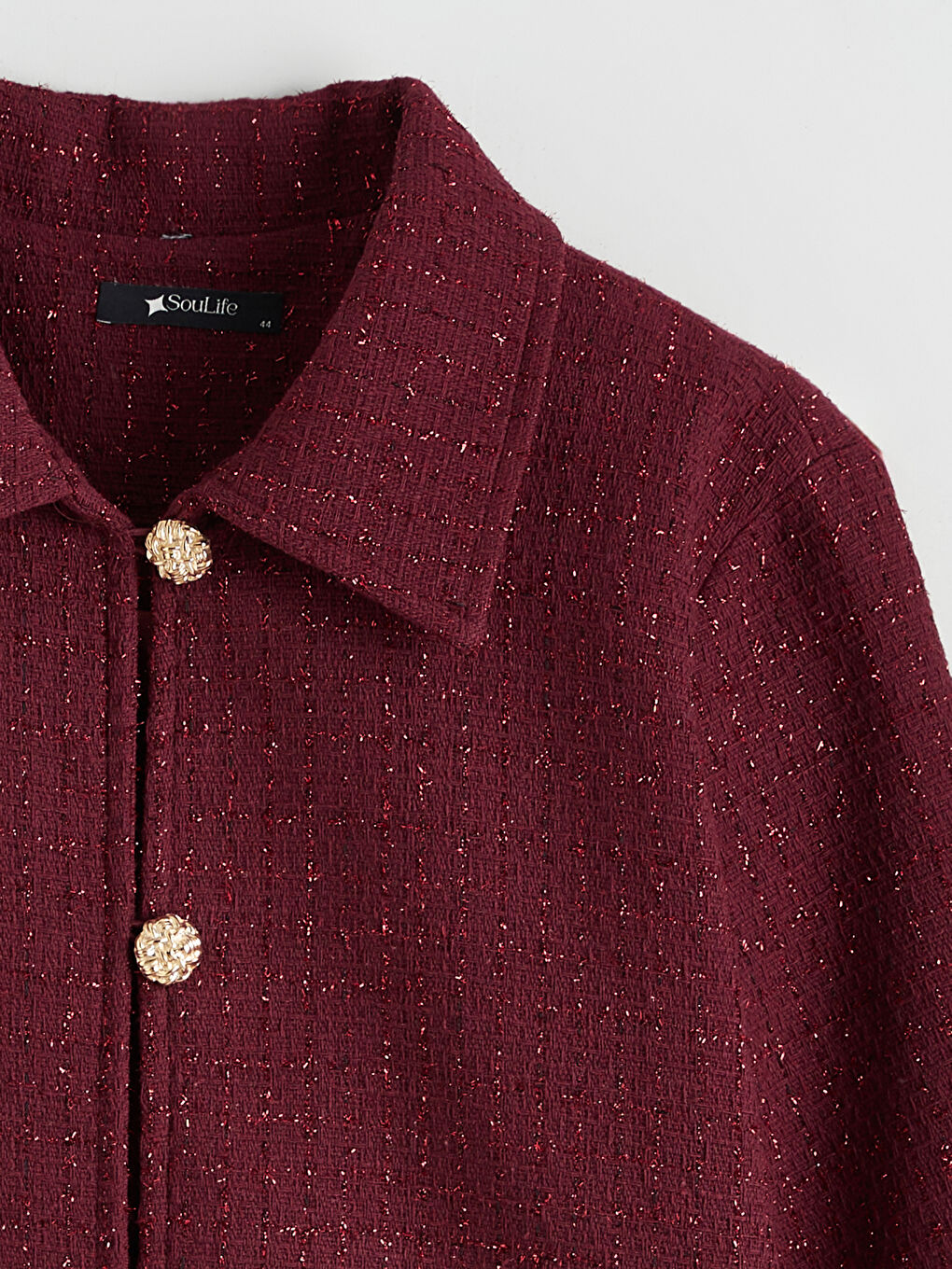 Bordo Büyük Beden Dokulu Kadın Tüvit Ceket-6