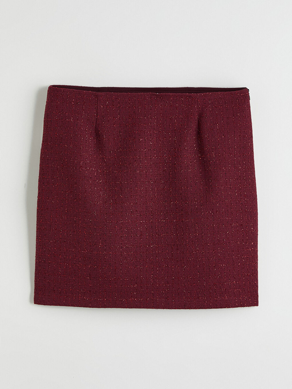 Bordo Büyük Beden Dar Fit Tüvit Mini Etek	-4