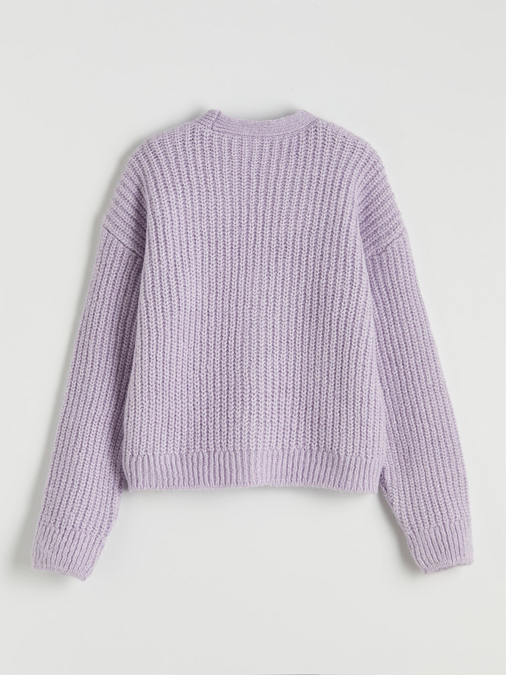 Lila V Yaka Fiyonk Taşlı Kız Çocuk Triko Hırka-1