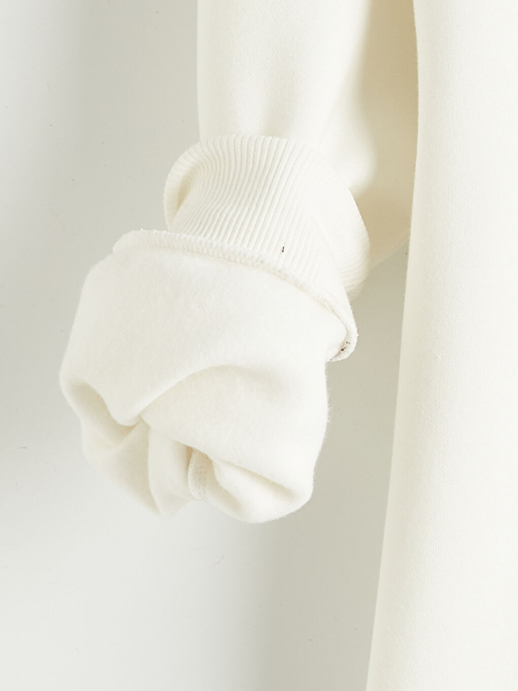 Ekru Mickey Mouse Baskılı Kadın Kalın Sweatshirt Tunik-1