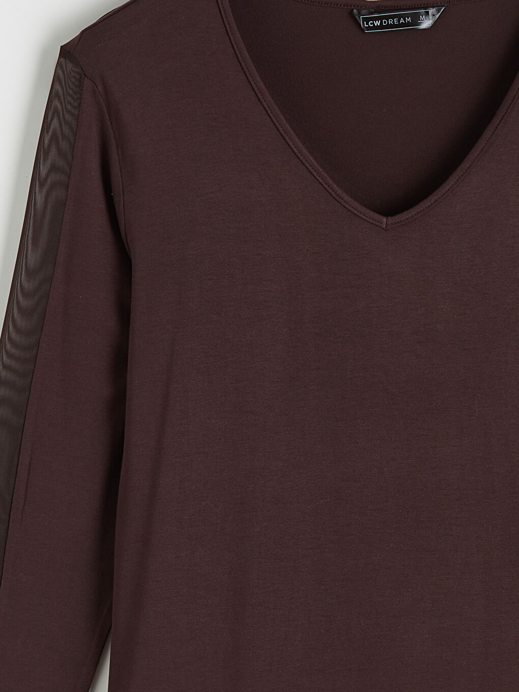 Kahverengi V Yaka Tül Detaylı Kadın Pijama Takımı-3