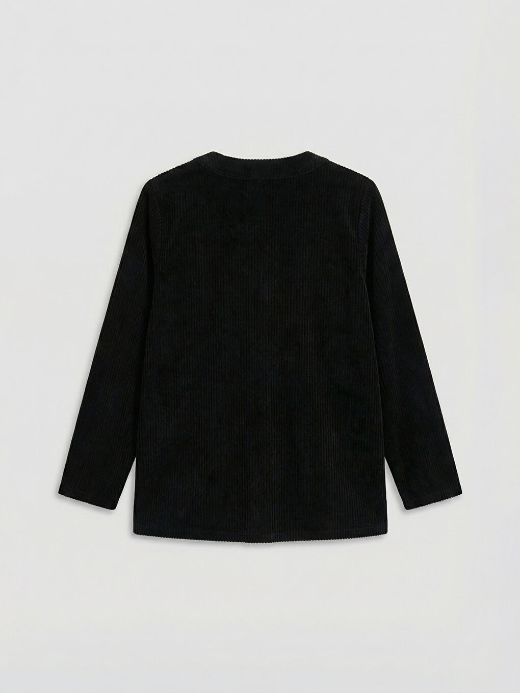 Siyah Bisiklet Yaka Kadın Kadife Hırka-1