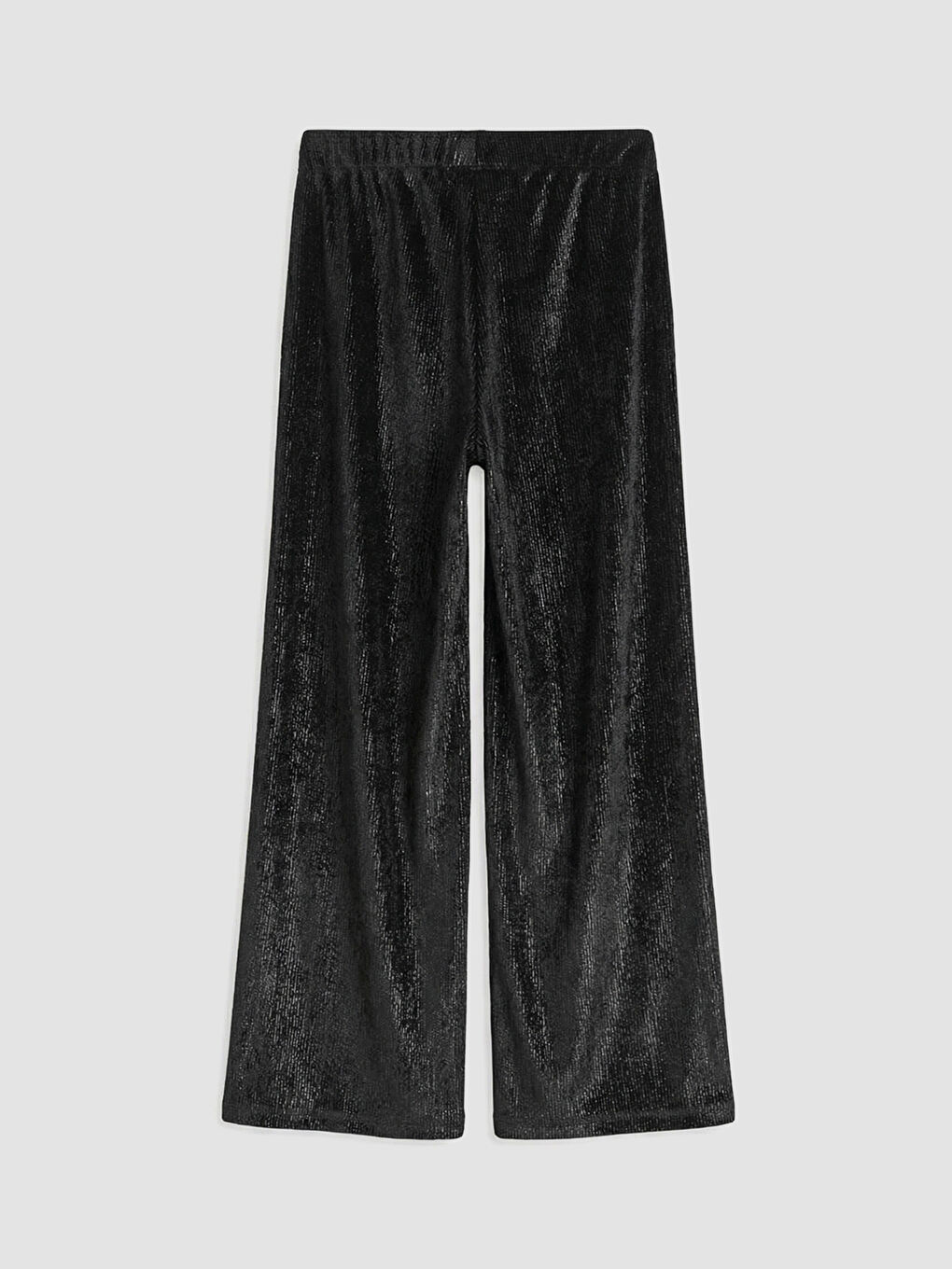 Siyah Beli Lastikli Parlak Görünümlü Kadın Pantolon-5