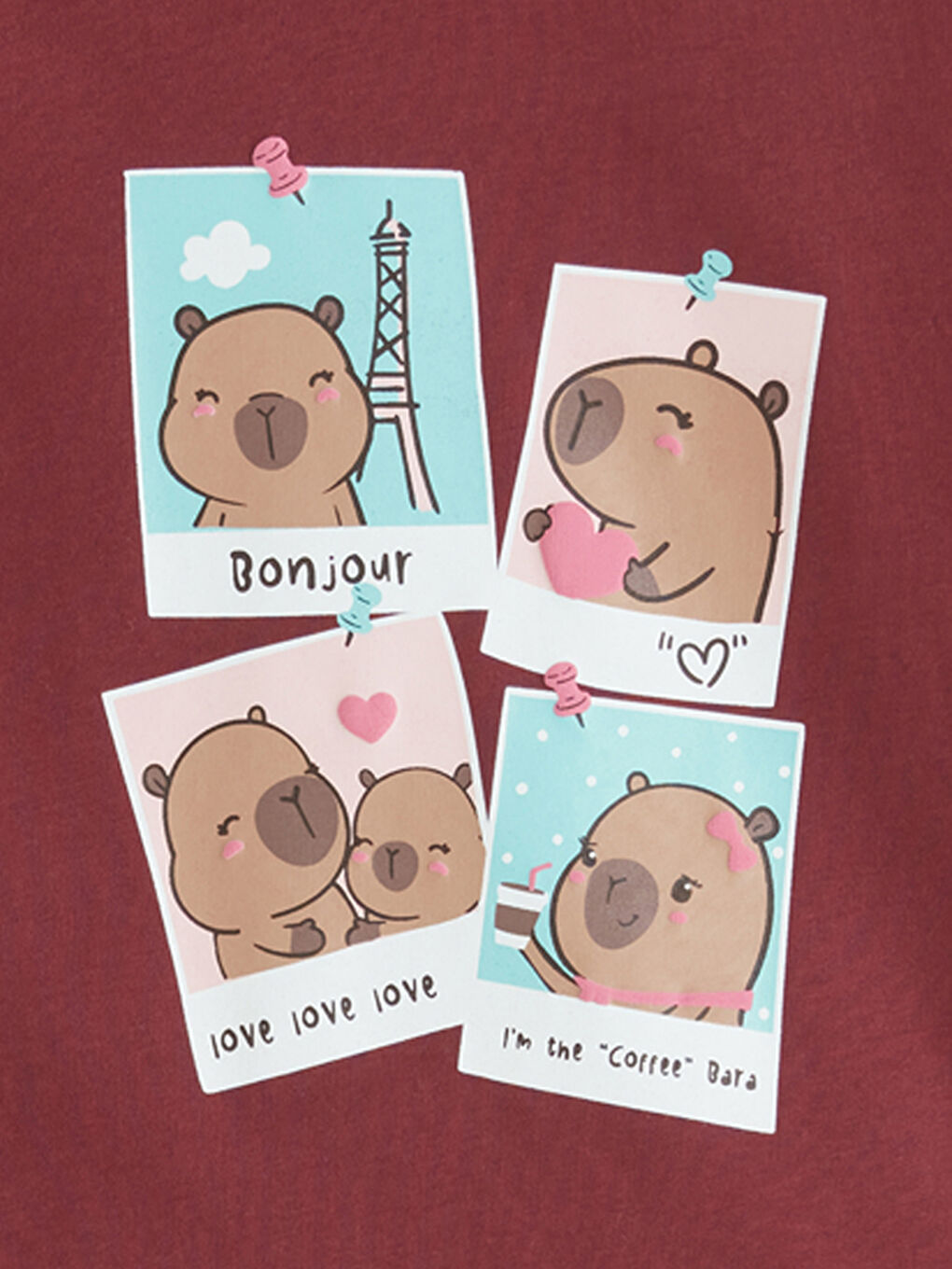 Bordo Bisiklet Yaka Baskılı Erkek Çocuk Tişört-1