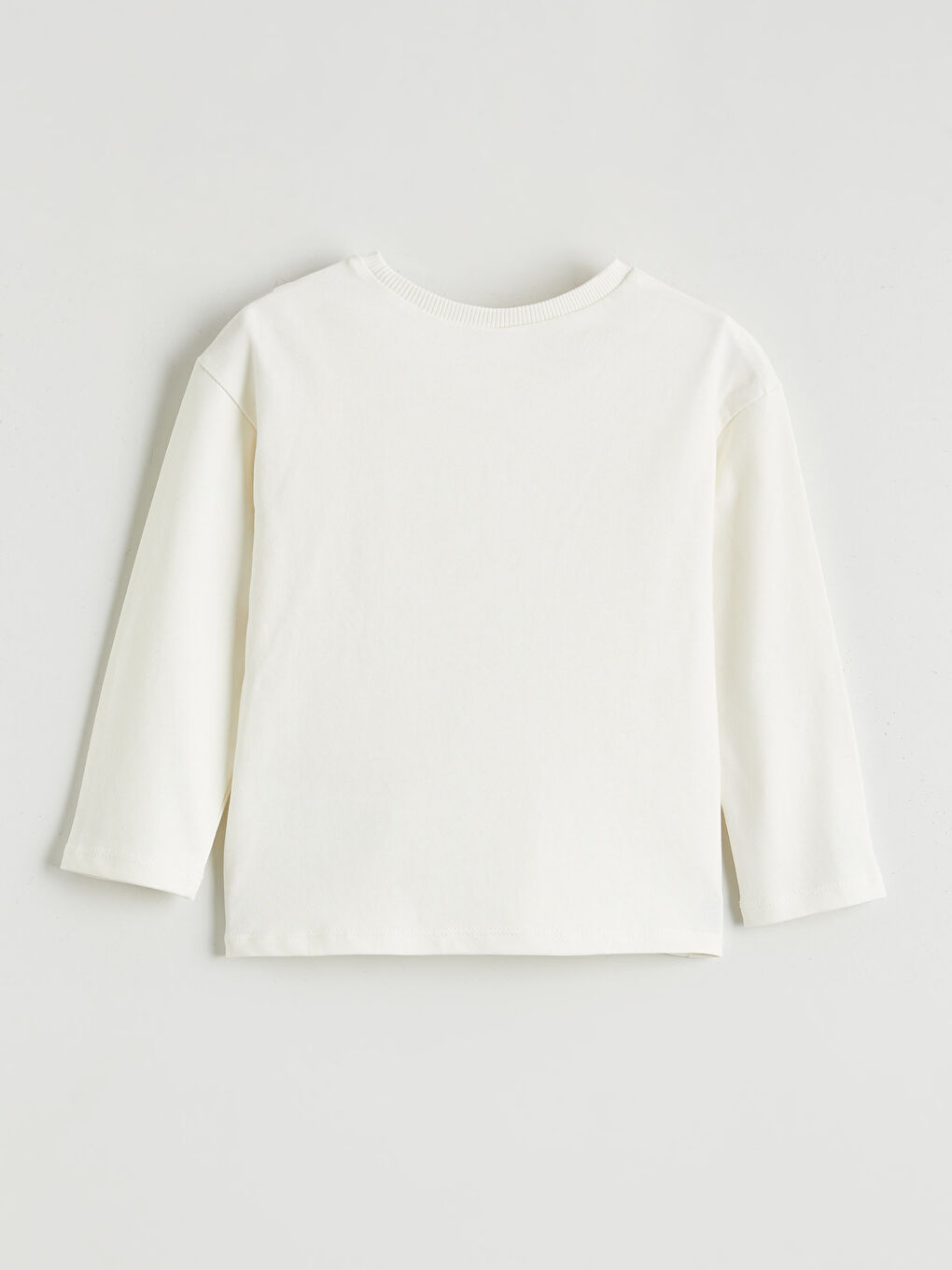 Ekru Bisiklet Yaka Fiyonk Detaylı Kız Çocuk Tişört-1