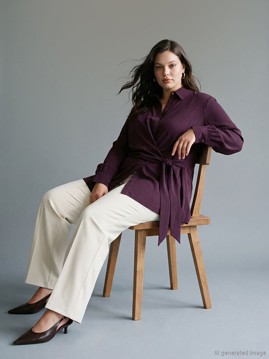 Bordo Bağlama Detaylı Modal Karışımlı Kadın Gömlek-4