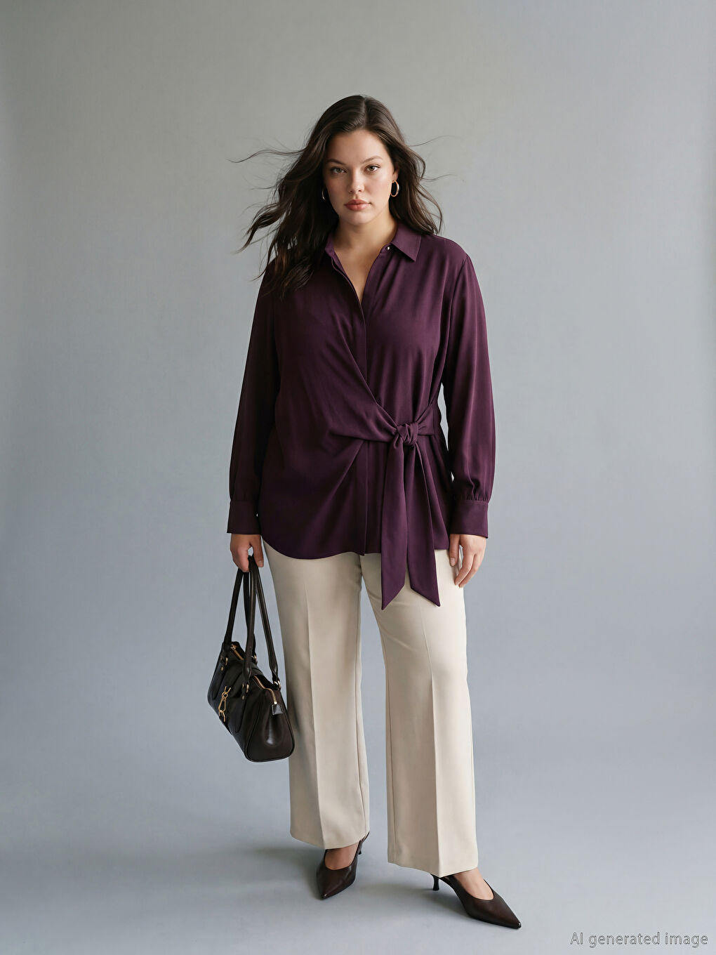 Bordo Bağlama Detaylı Modal Karışımlı Kadın Gömlek-5