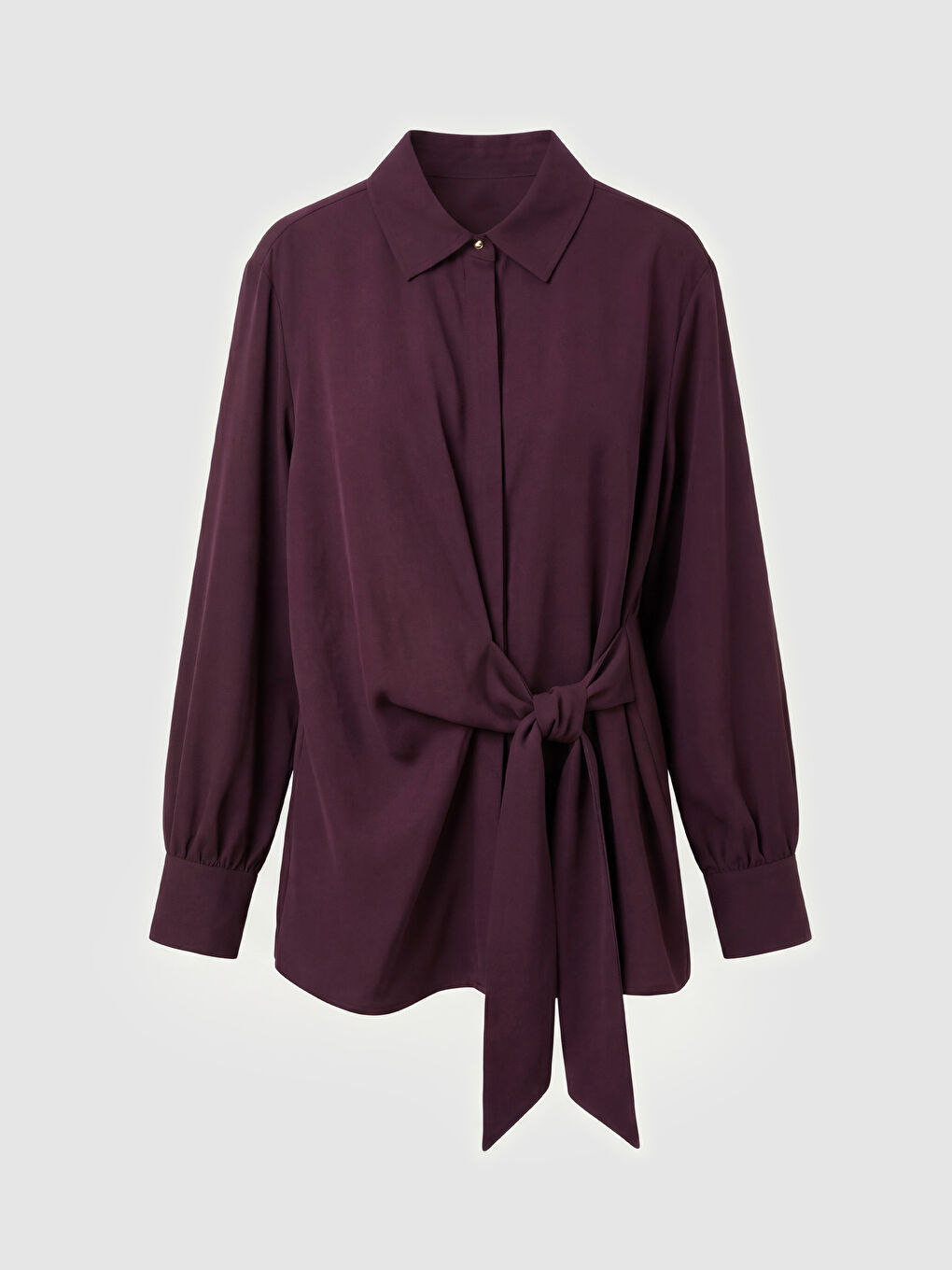 Bordo Bağlama Detaylı Kadın Gömlek