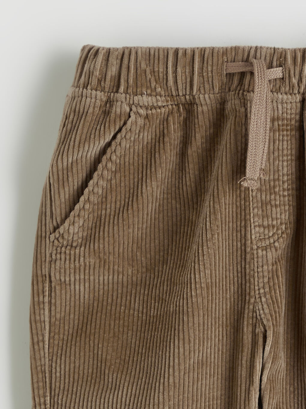 Kahverengi Beli Lastikli Erkek Çocuk Kadife Pantolon-1