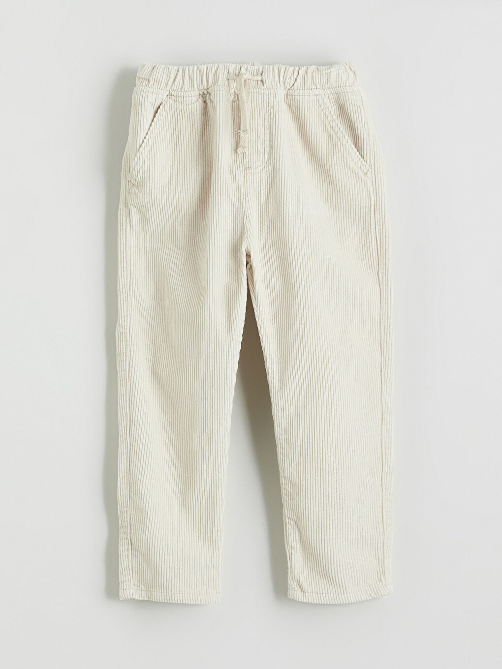 Ekru Beli Lastikli Erkek Çocuk Kadife Pantolon