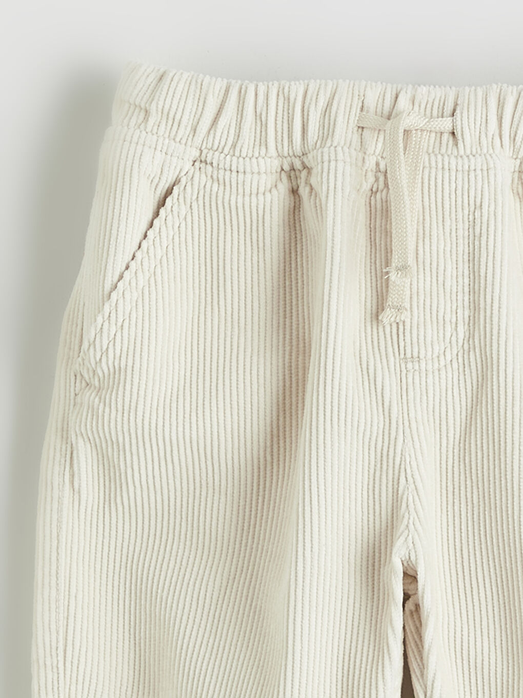 Ekru Beli Lastikli Erkek Çocuk Kadife Pantolon-1