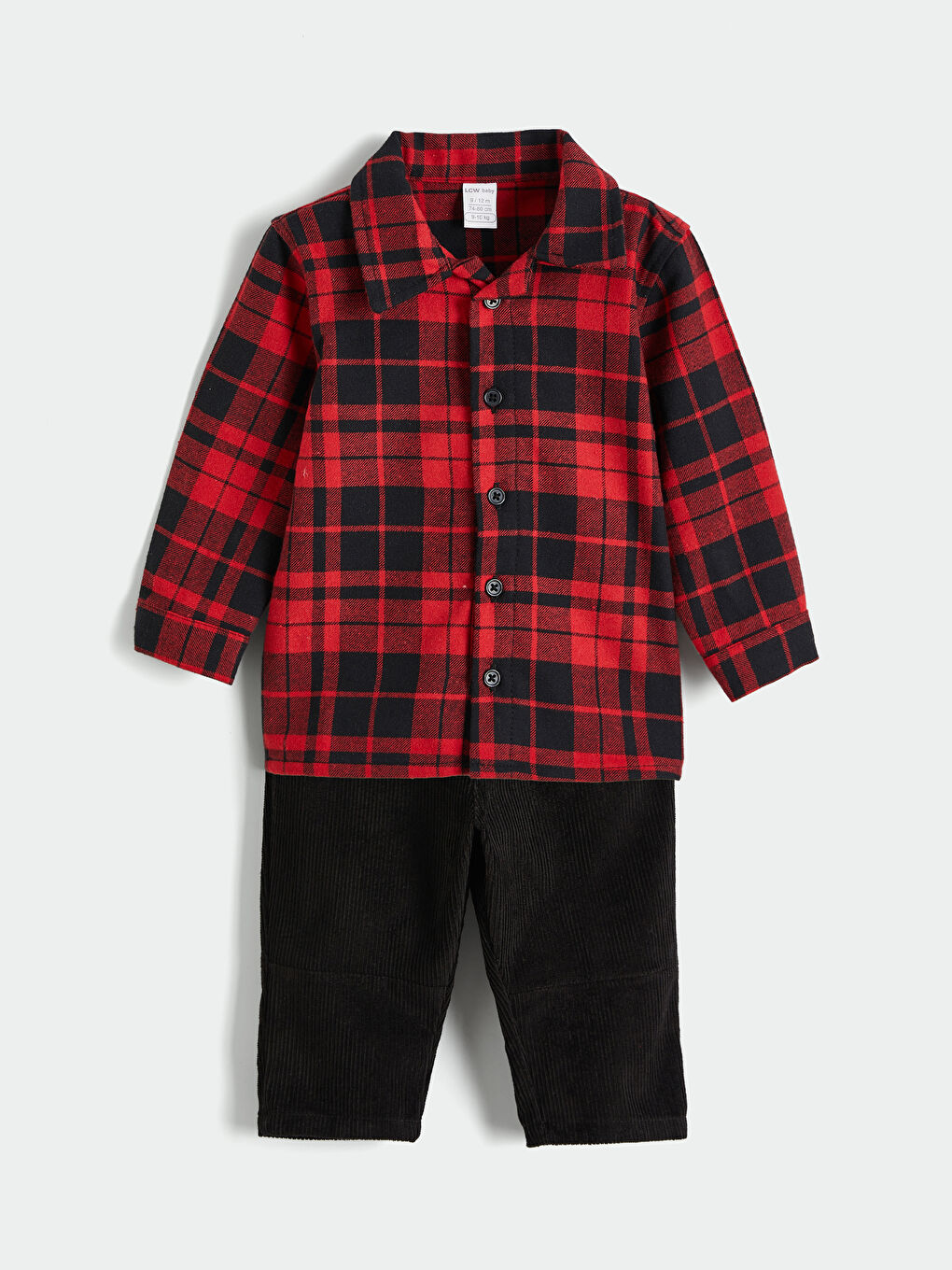 Kırmızı Ekose Erkek Bebek Gömlek ve Pantolon
