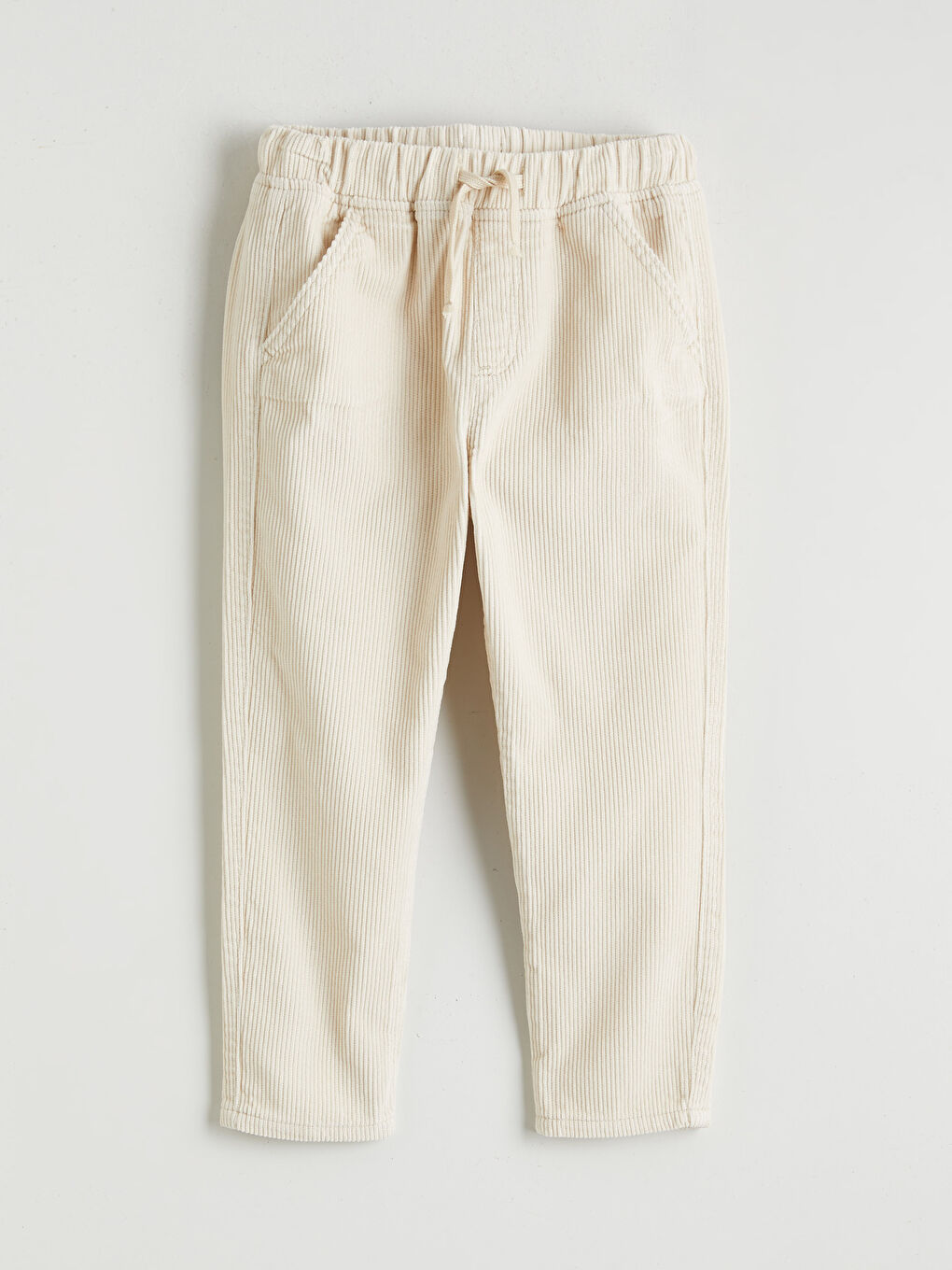 Ekru Beli Lastikli Erkek Çocuk Kadife Pantolon