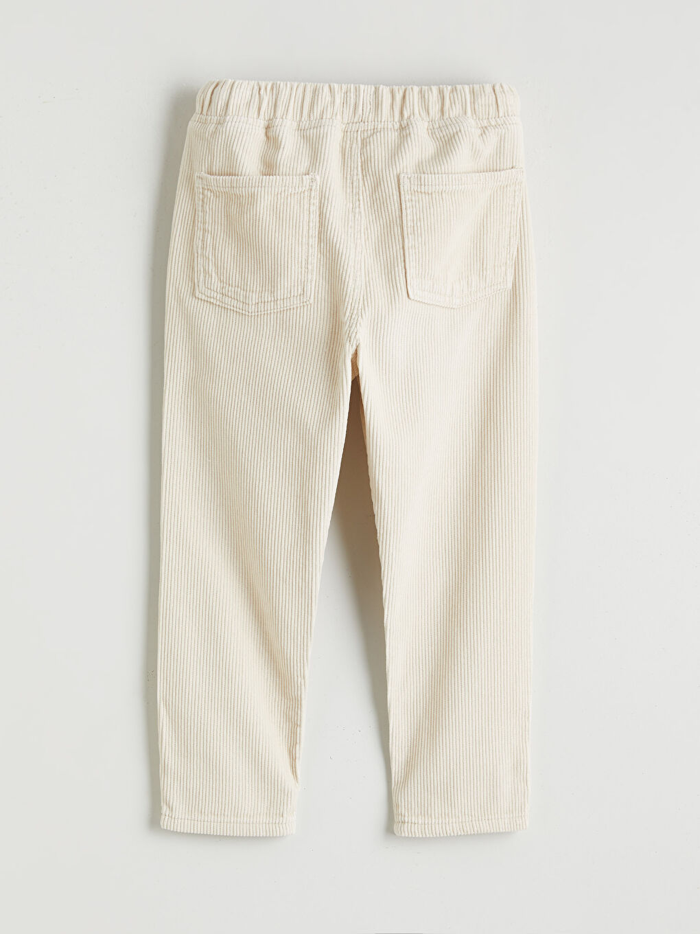 Ekru Beli Lastikli Erkek Çocuk Kadife Pantolon-1