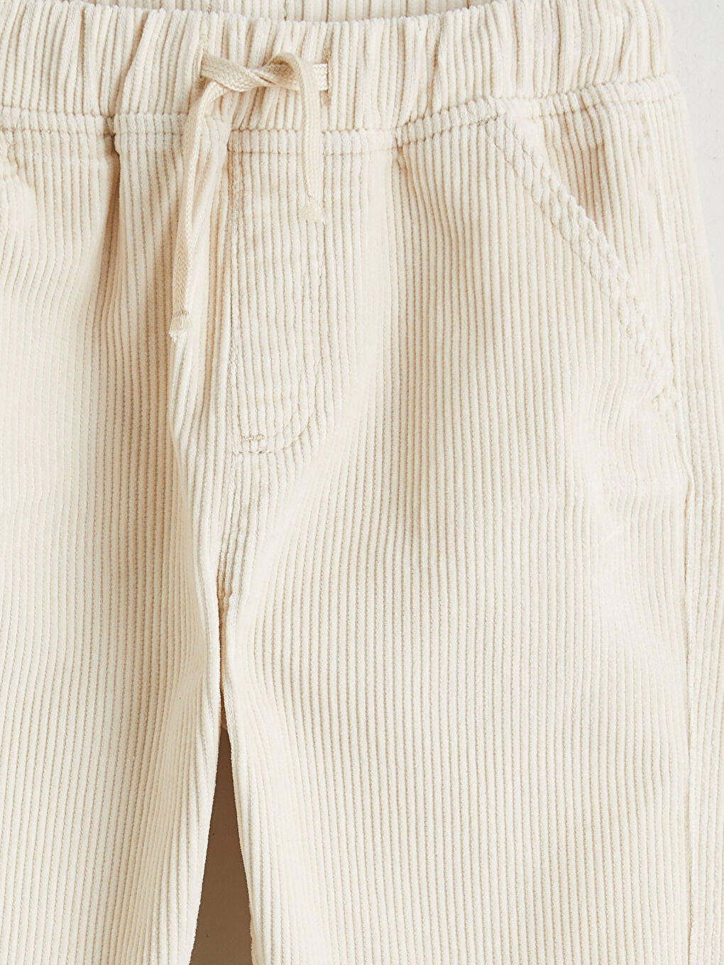 Ekru Beli Lastikli Erkek Çocuk Kadife Pantolon-2