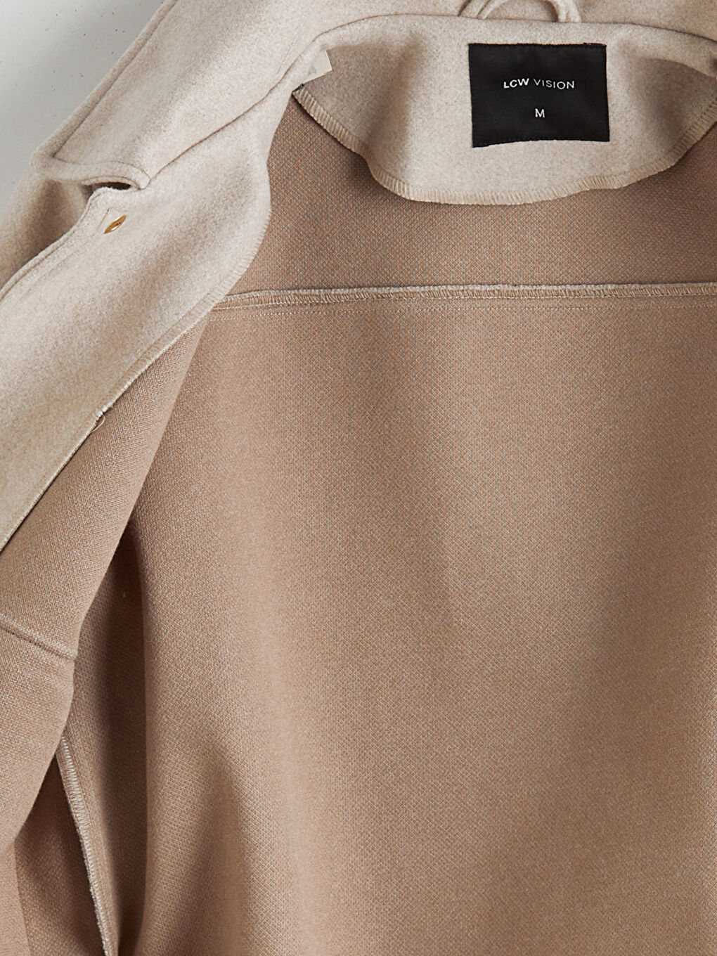 Bej Gömlek Yaka Kadın Kaşe Ceket-6
