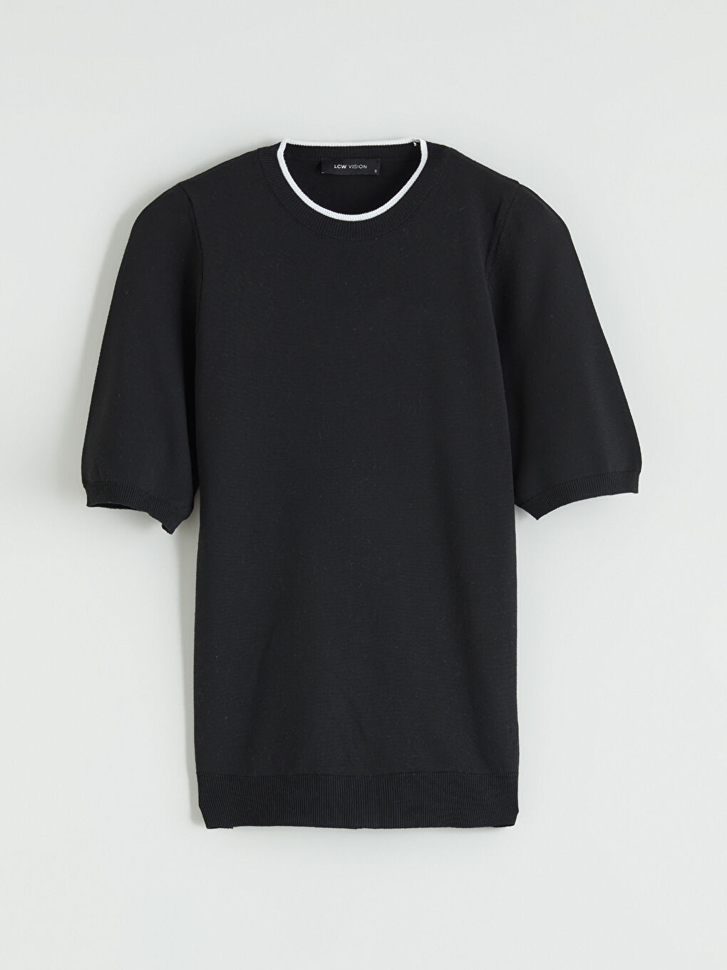 Siyah Bisiklet Yaka Kadın Triko Kazak