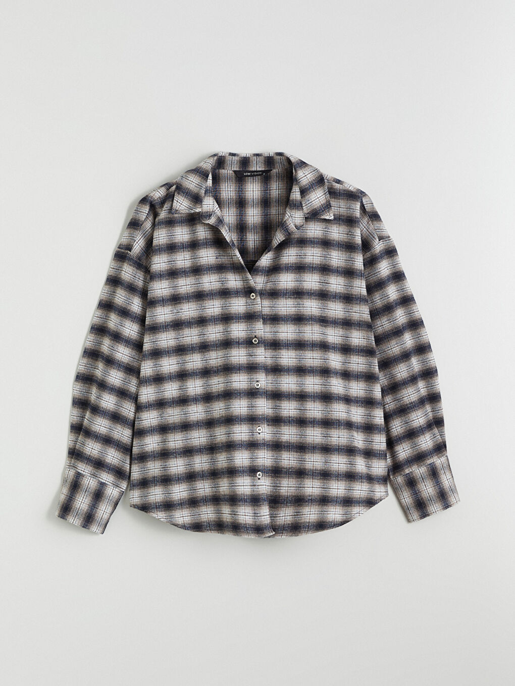 Kahverengi Ekose Oversize Kadın Oduncu Gömlek-5