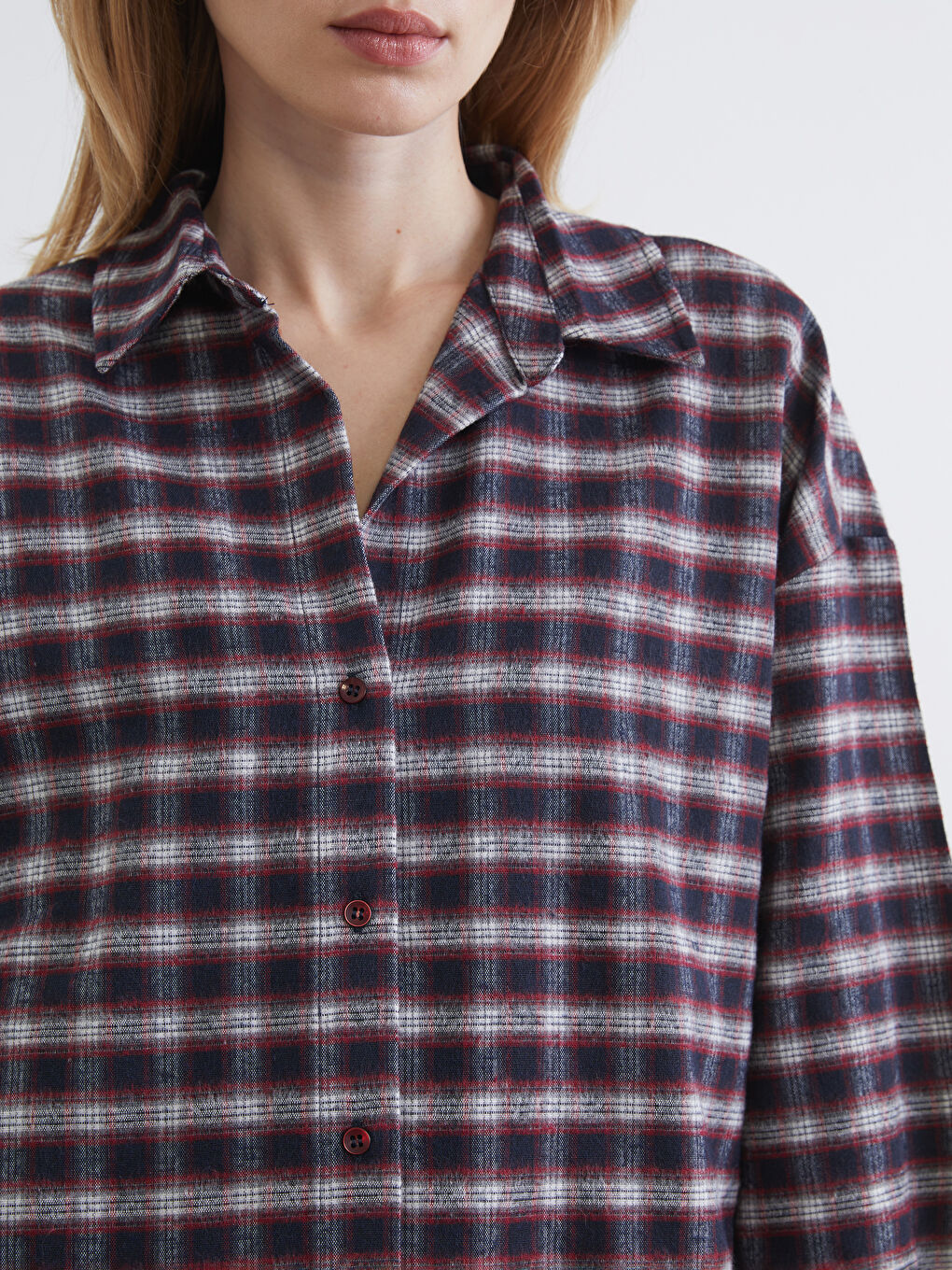 Әйелдерге арналған торлы оверсайз фланель орманшы көйлегі-2