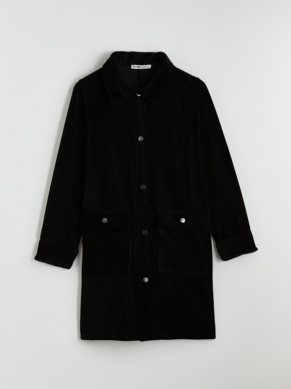 Siyah Kadife Kadın Gömlek Ceket