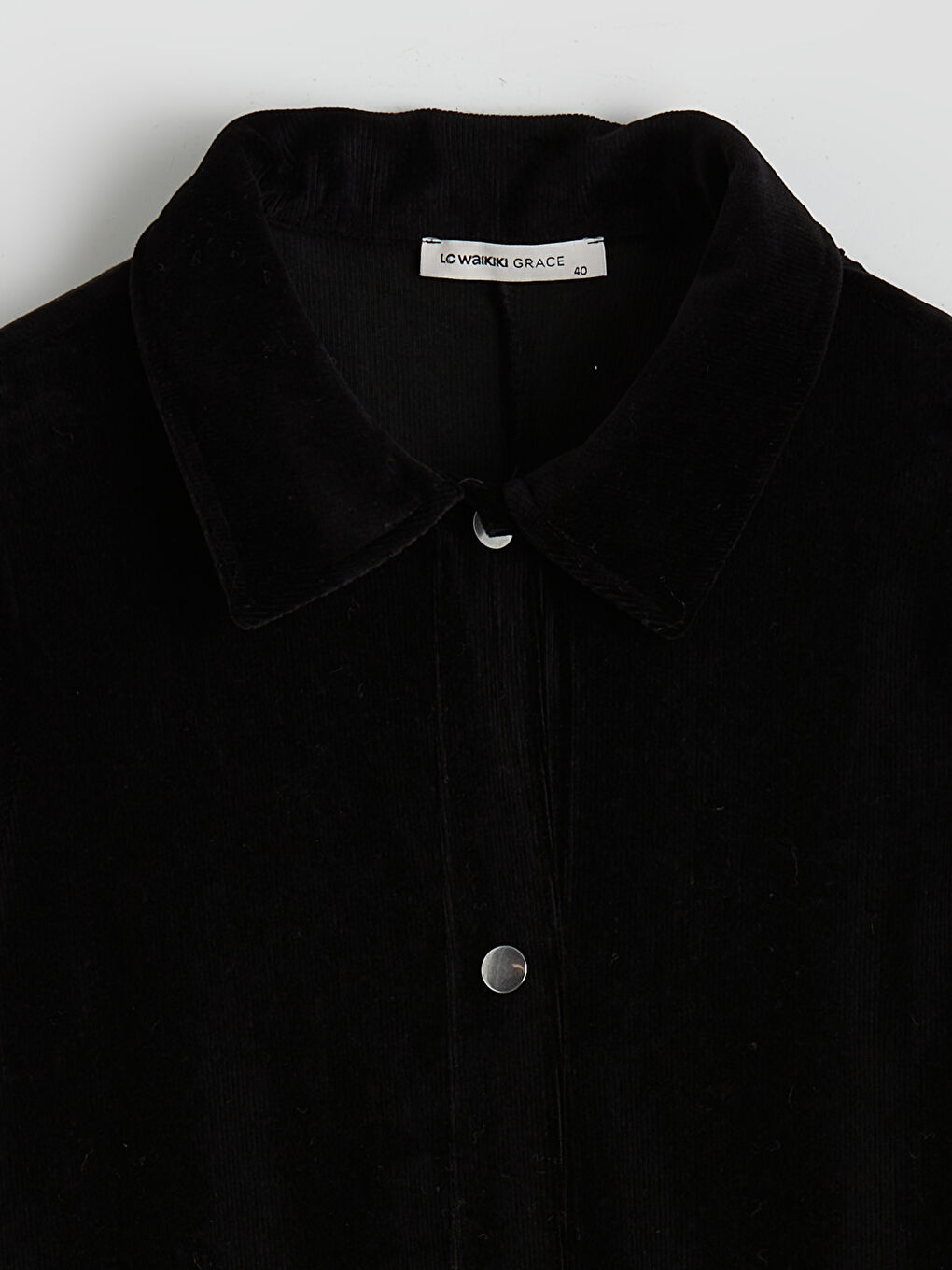 Siyah Kadife Kadın Gömlek Ceket-1