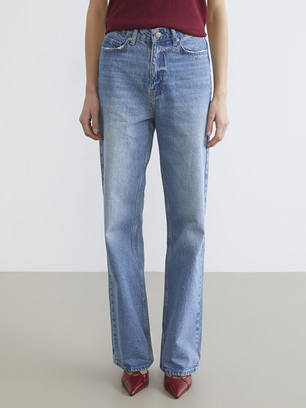 Straight Fit Kadın Jean Pantolon-1