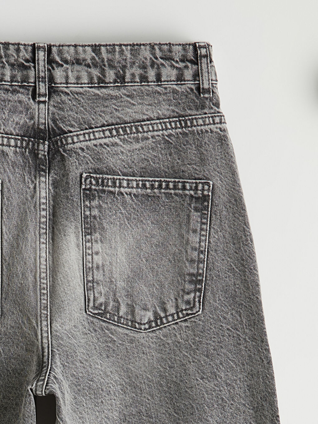 Gri Straight Fit Kadın Jean Pantolon-2