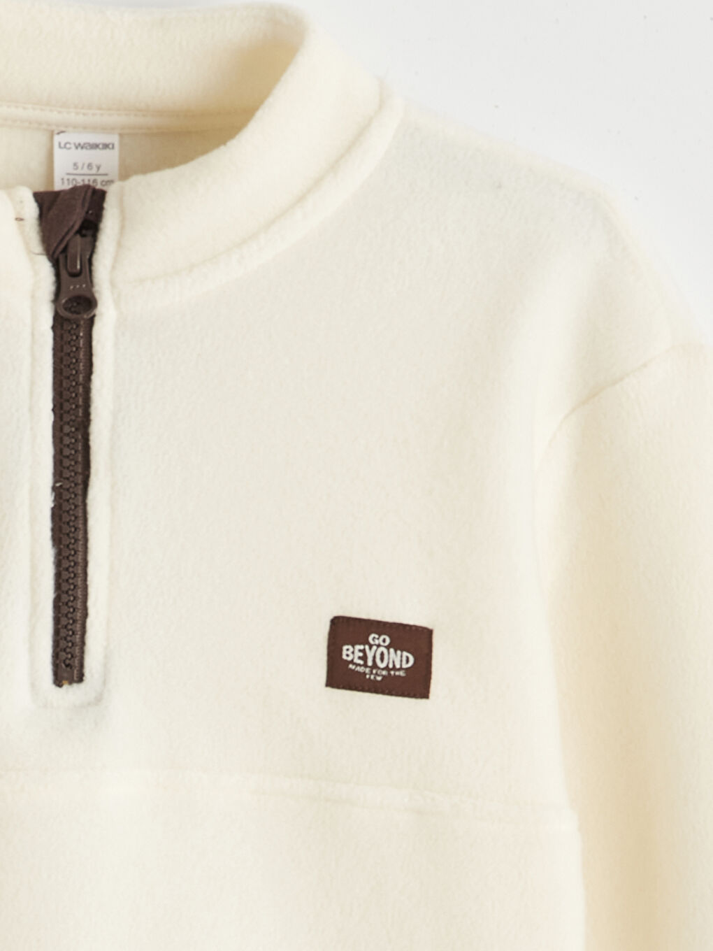 Bej Dik Yaka Polar Erkek Çocuk Sweatshirt-2