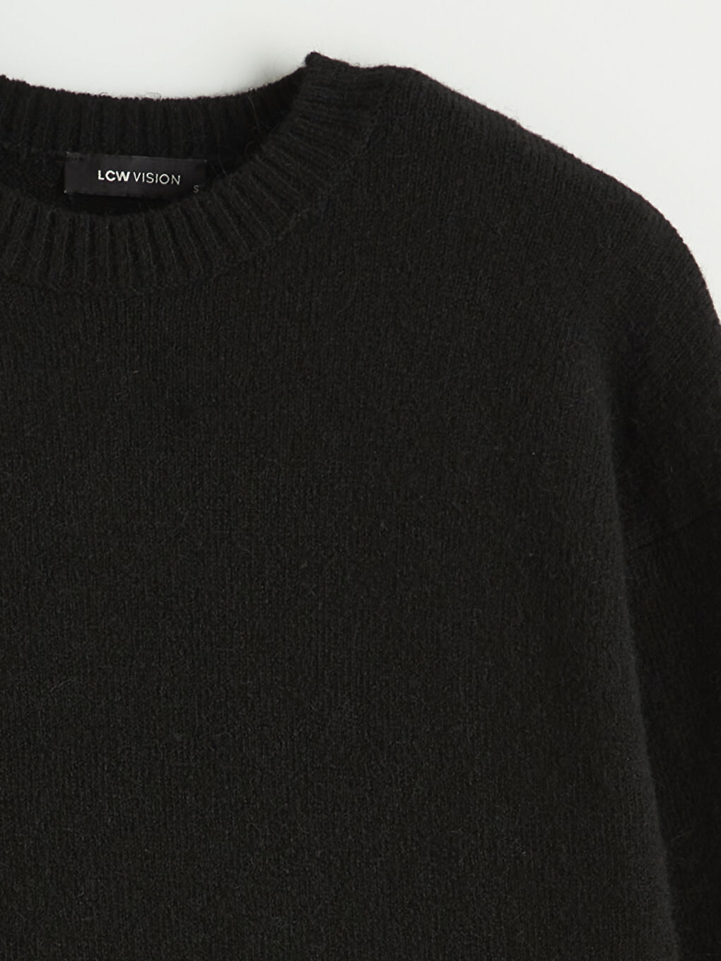 Siyah Bisiklet Yaka Dantel Detaylı Kadın Triko Kazak	-1