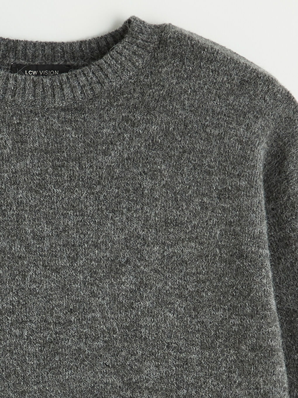 Antrasit Bisiklet Yaka Dantel Detaylı Kadın Triko Kazak	-1