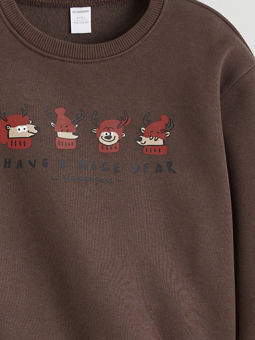 Kahverengi Baskılı Erkek Çocuk Kalın Sweatshirt-2