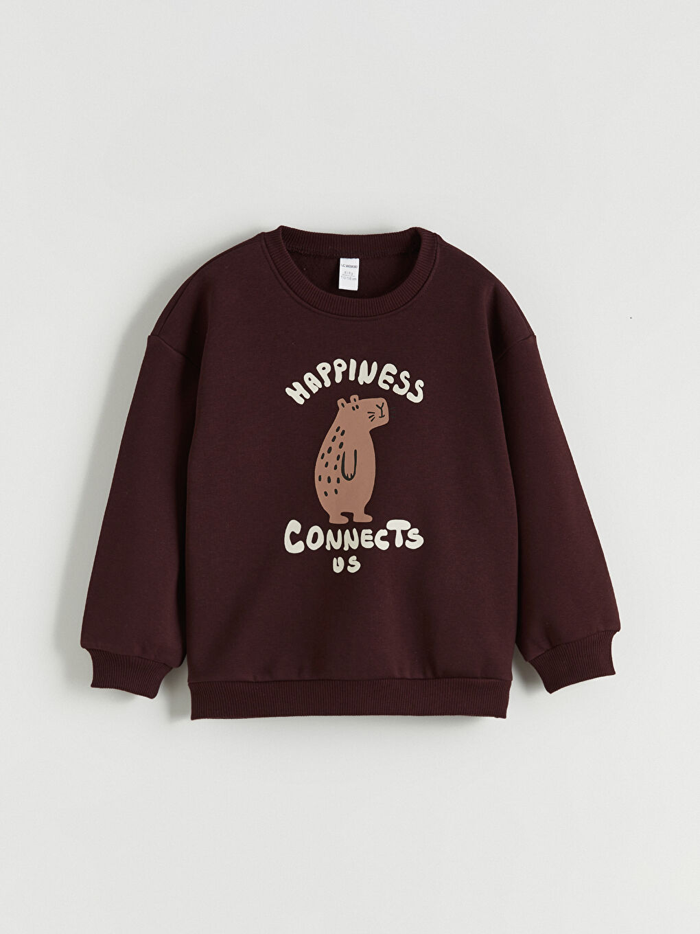 Bordo Baskılı Erkek Çocuk Kalın Sweatshirt