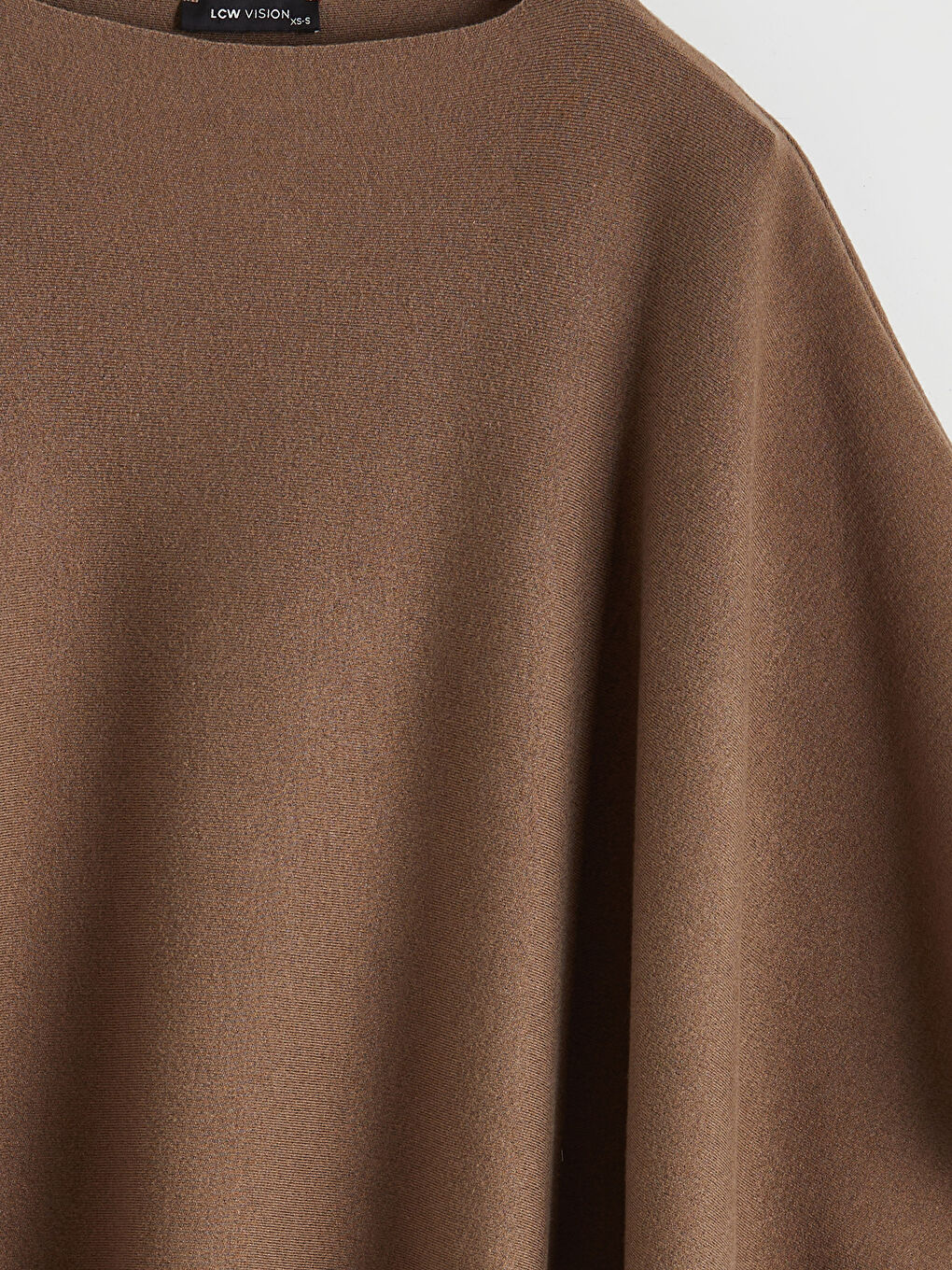 Bej Bisiklet Yaka Oversize Kadın Triko Panço-5